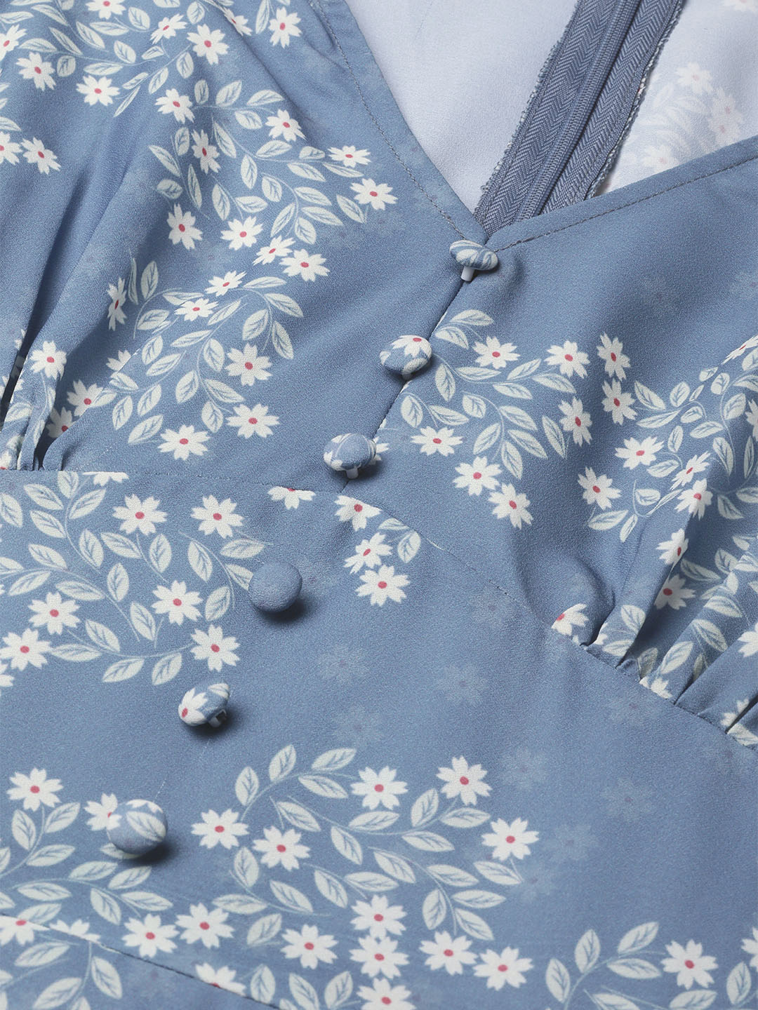 Women Dark Blue Floral Flared Skater Dress - Image 5