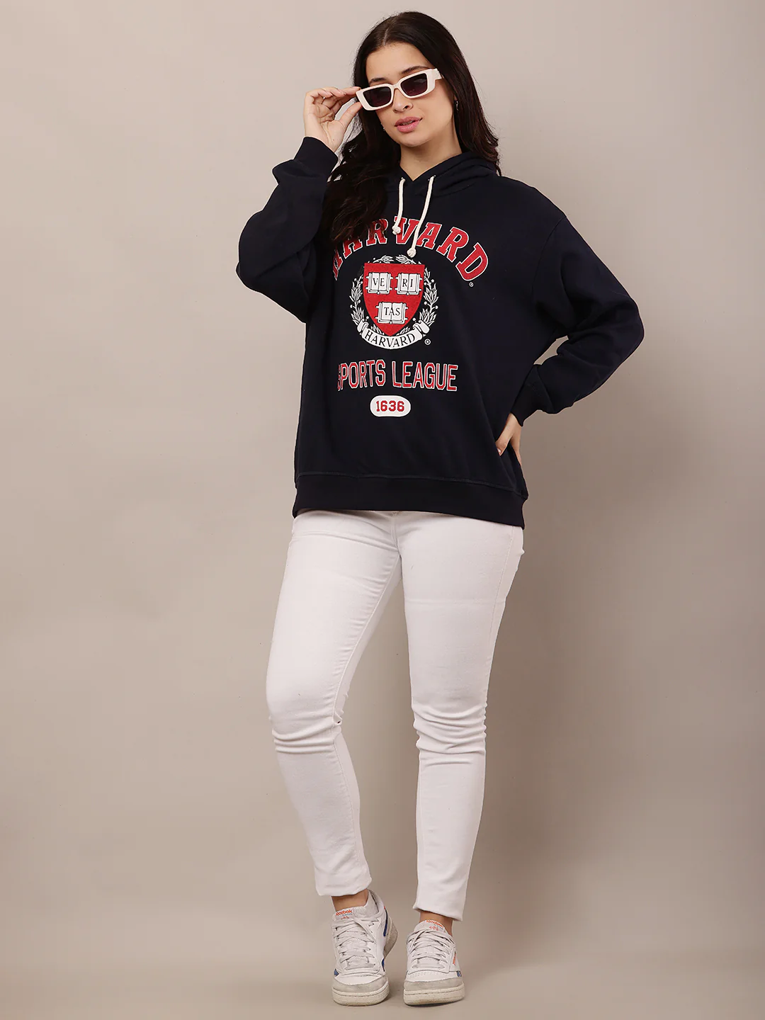 Women Dark Blue Hooded Sweatshirt - Image 3