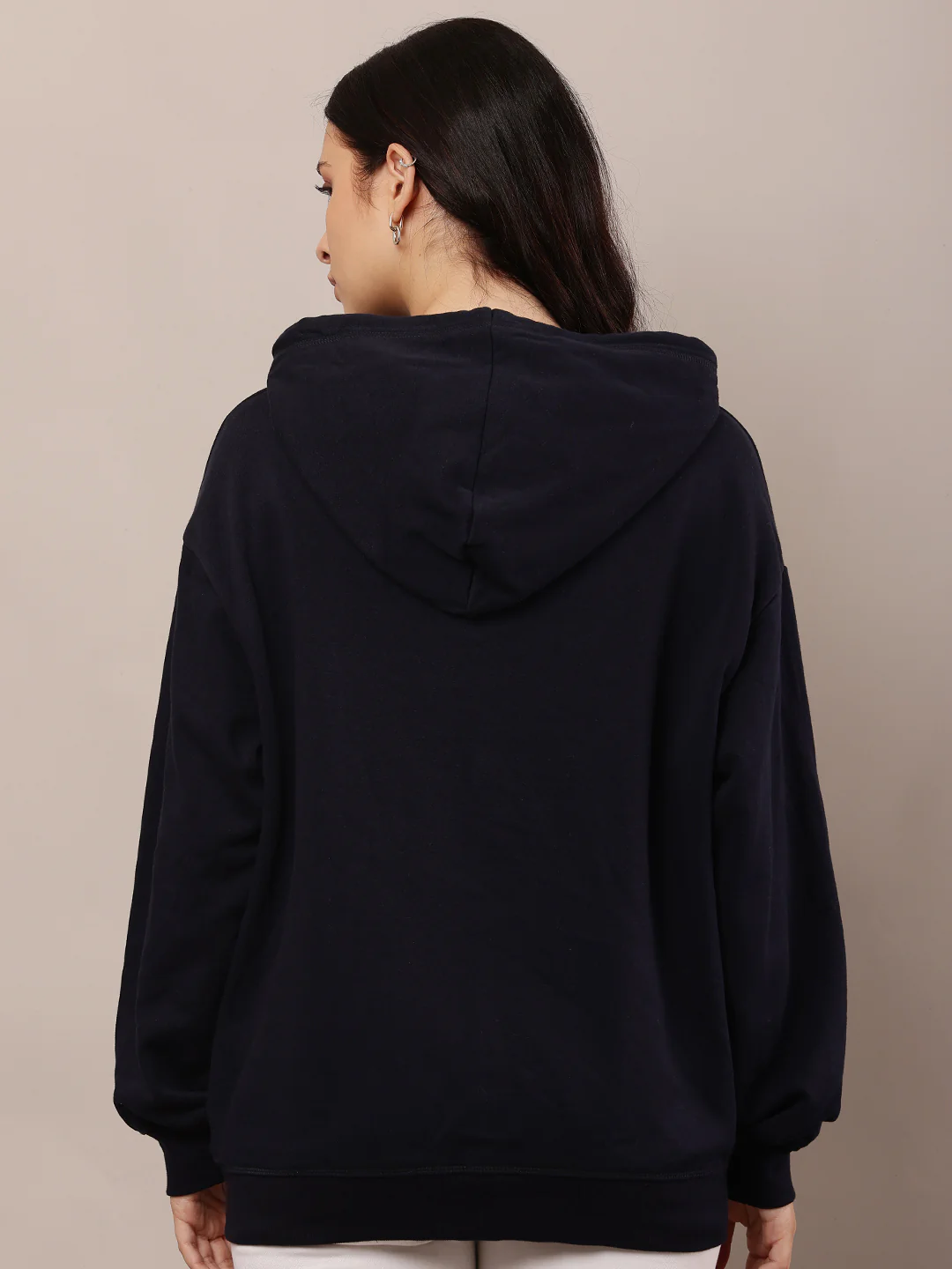 Women Dark Blue Hooded Sweatshirt - Image 4