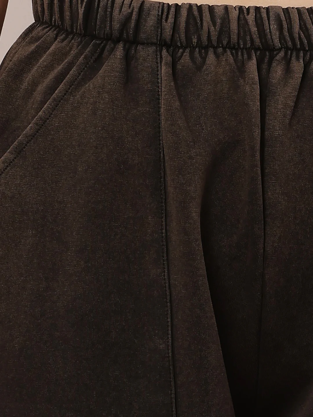 Women Dark Grey Elastic Waist Cotton Trousers - Image 5