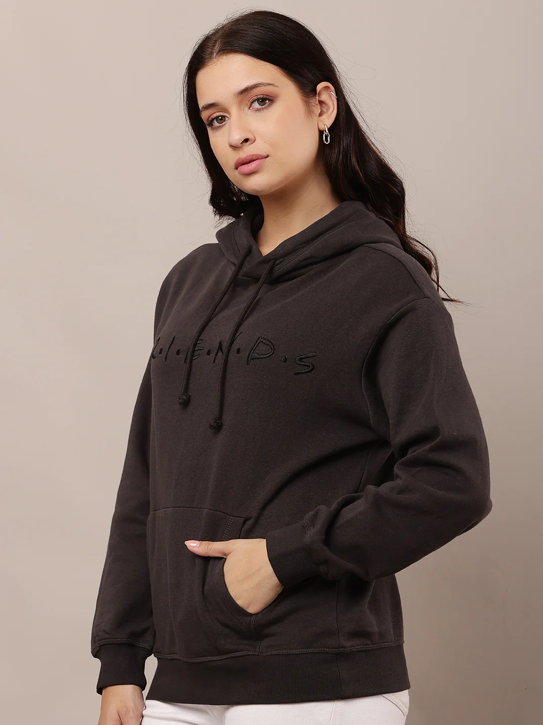 Women Oversized Drop Shoulder Hooded Sweatshirt - Image 2