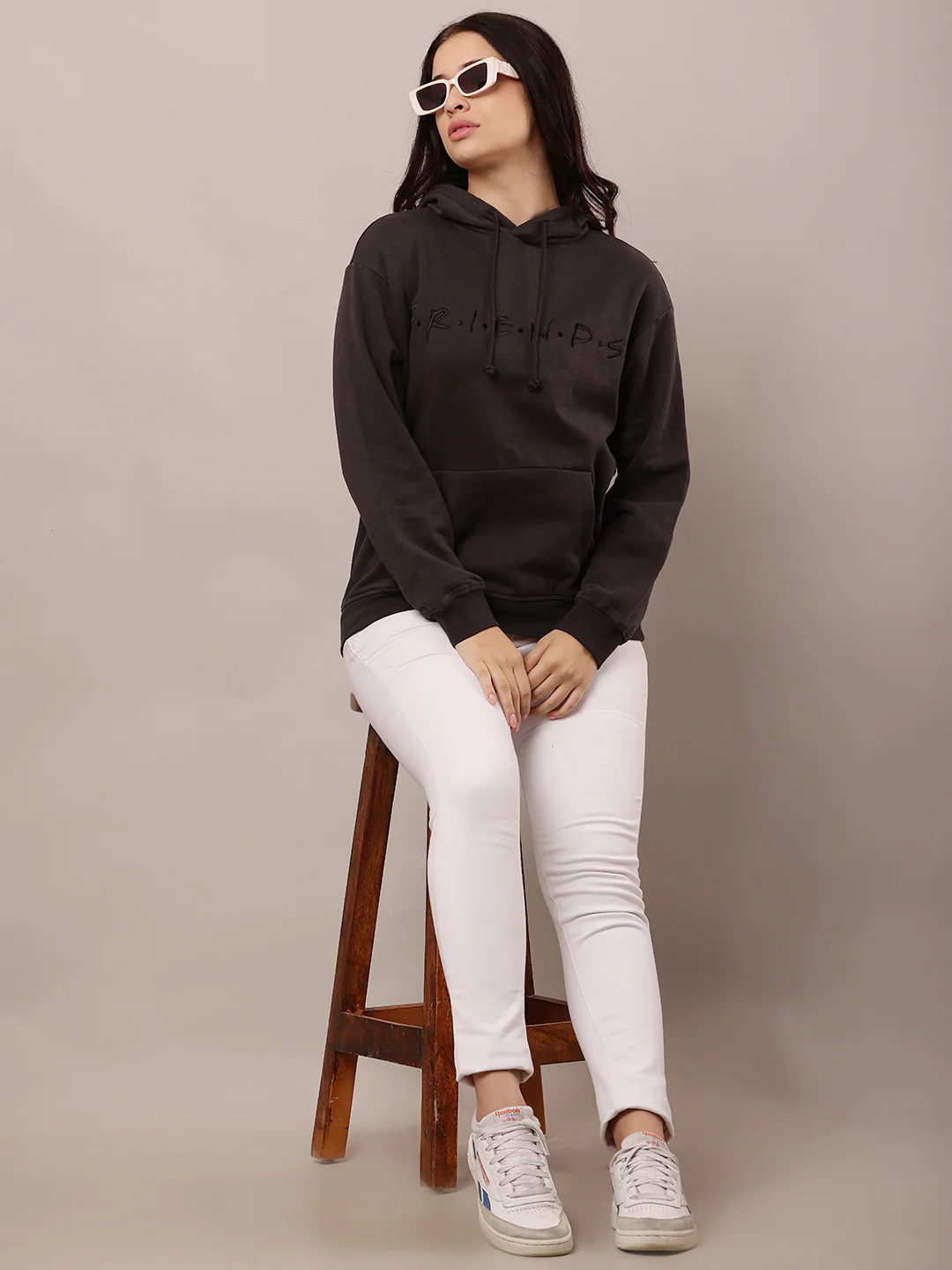 Women Oversized Drop Shoulder Hooded Sweatshirt - Image 3