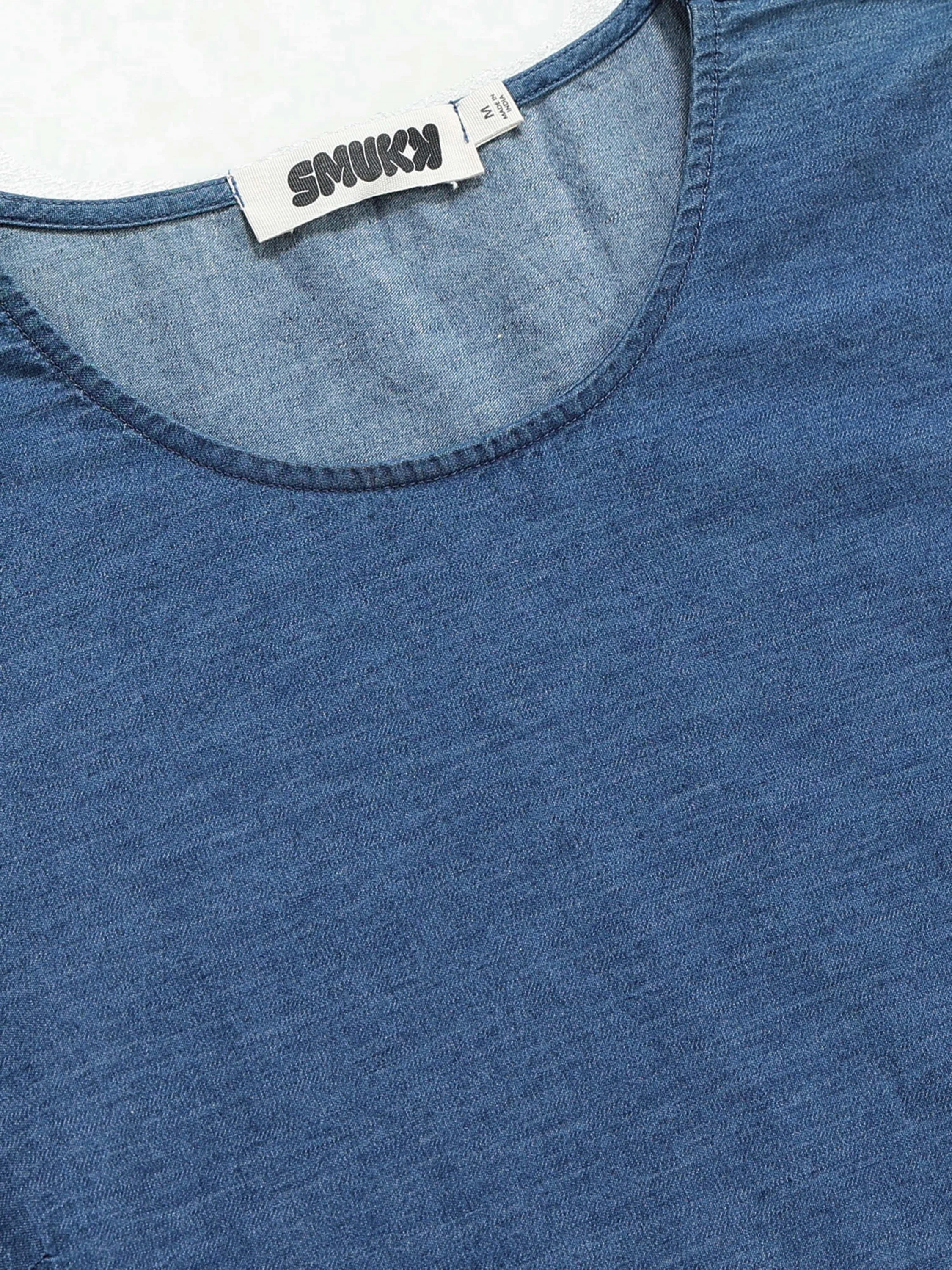 Women Denim Embroidered Hem Dress - Image 7