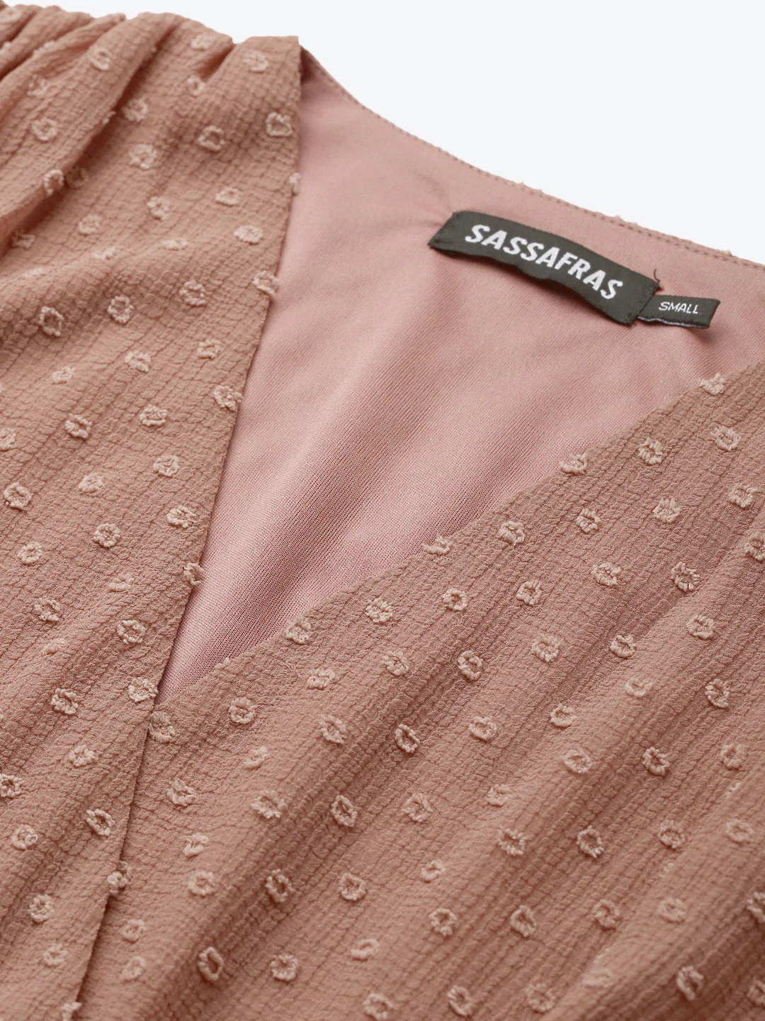 Women Dusty Pink Wrap Full Sleeves Dress - Image 5