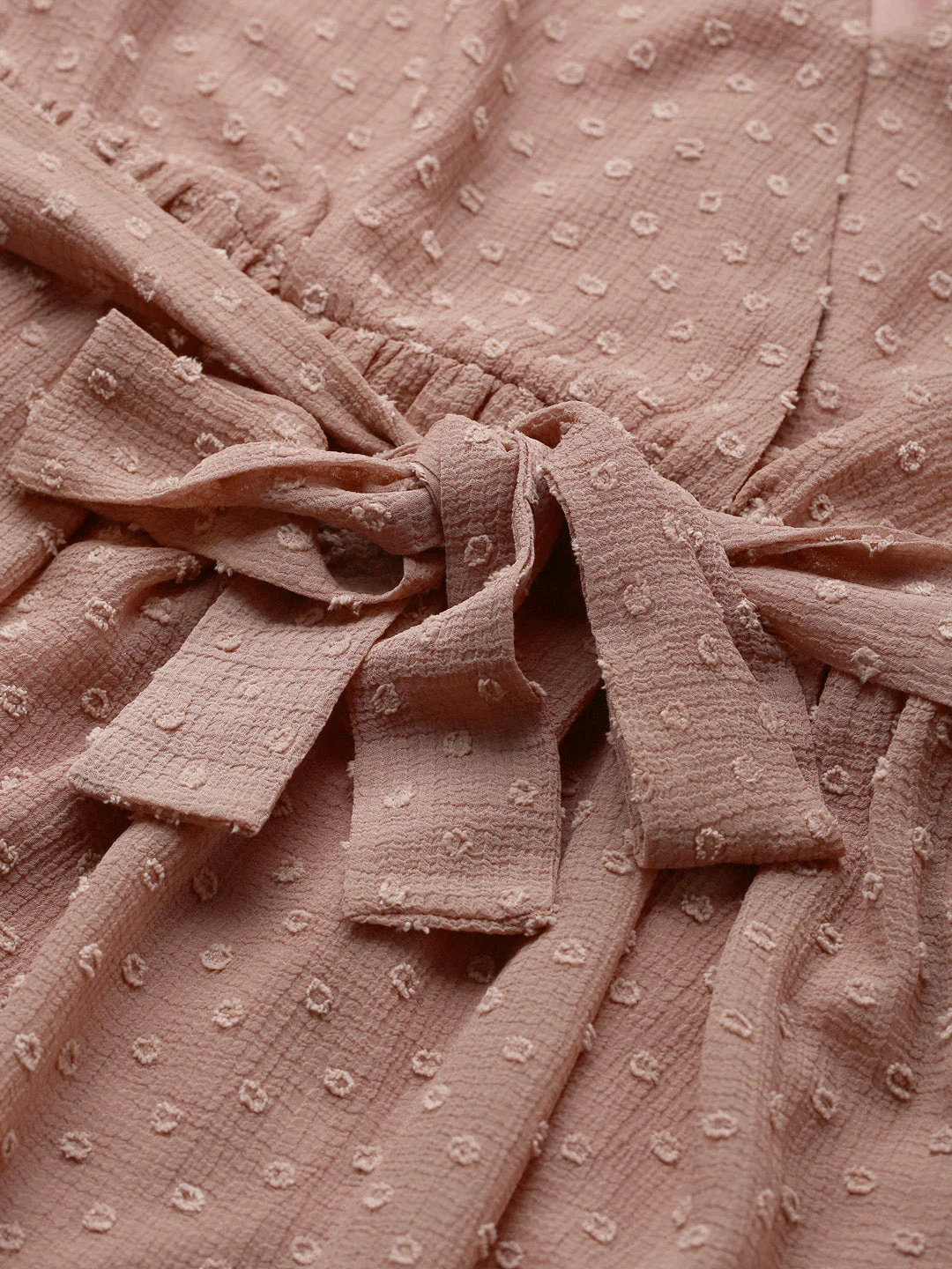 Women Dusty Pink Wrap Full Sleeves Dress - Image 6