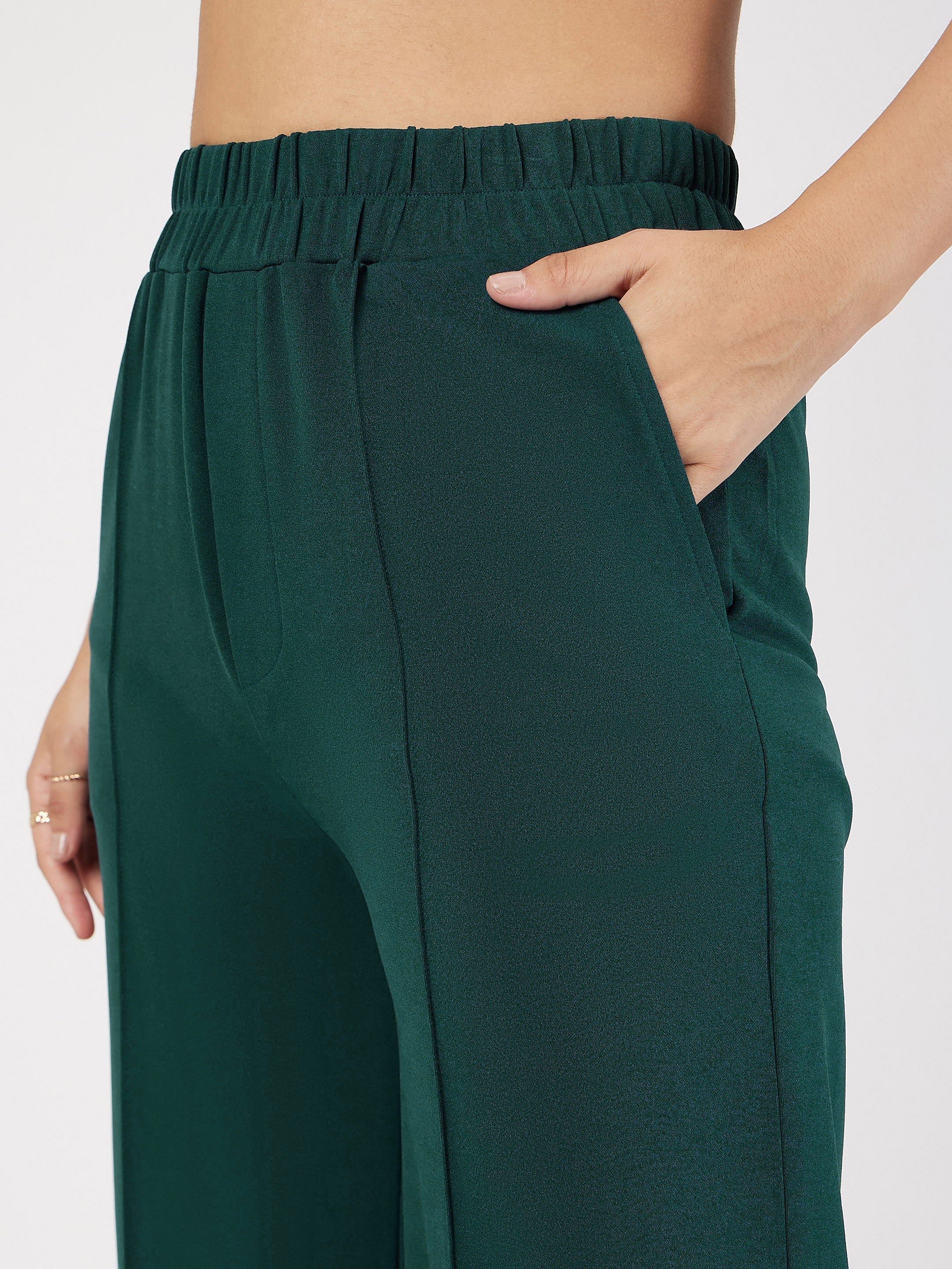 Women Emerald Front Dart Palazzo Pants - Image 4