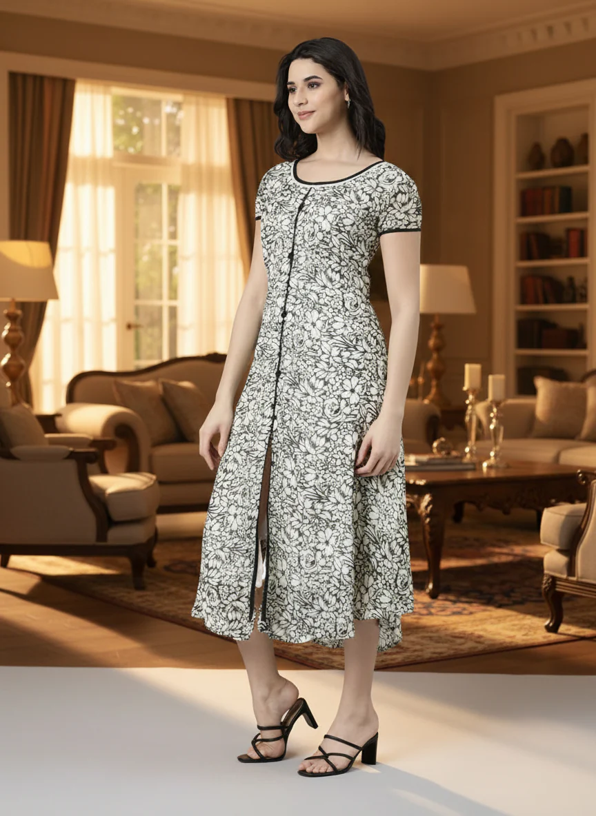 Women Floral Chiffon Flared Midi Dress - Image 3