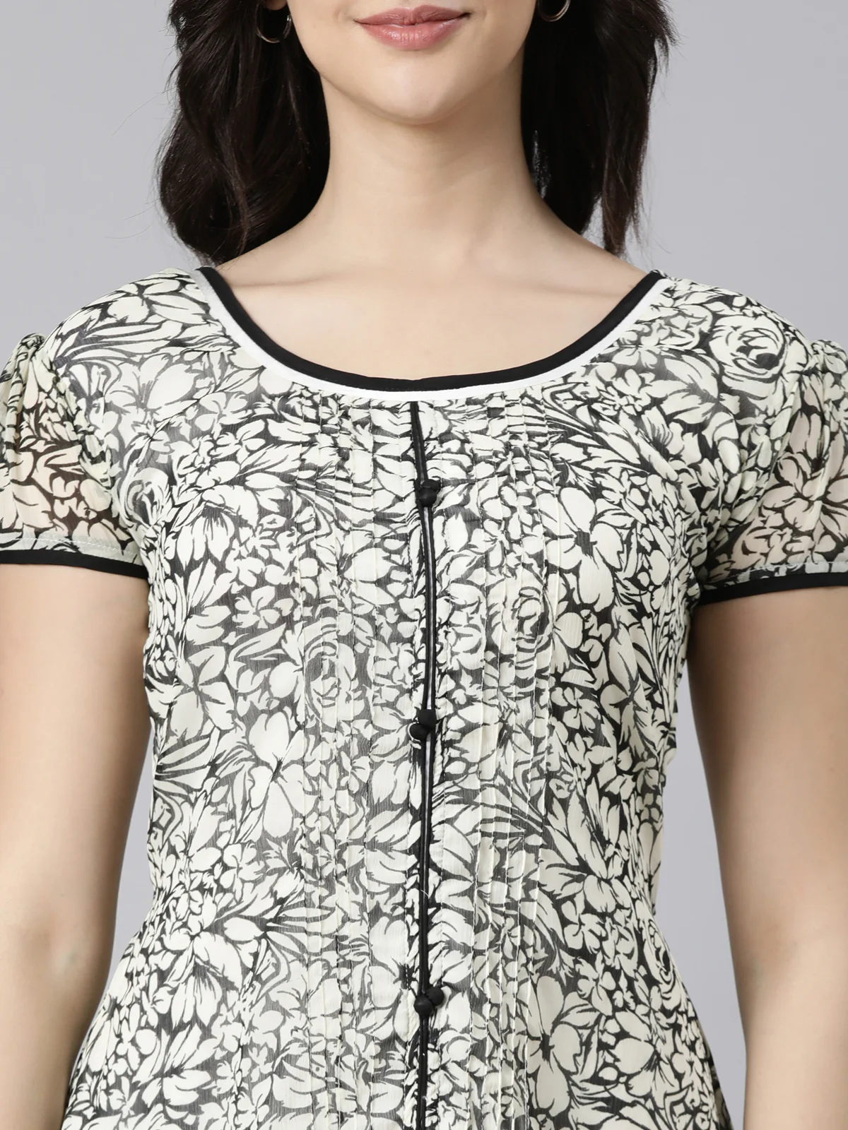 Women Floral Chiffon Flared Midi Dress - Image 7