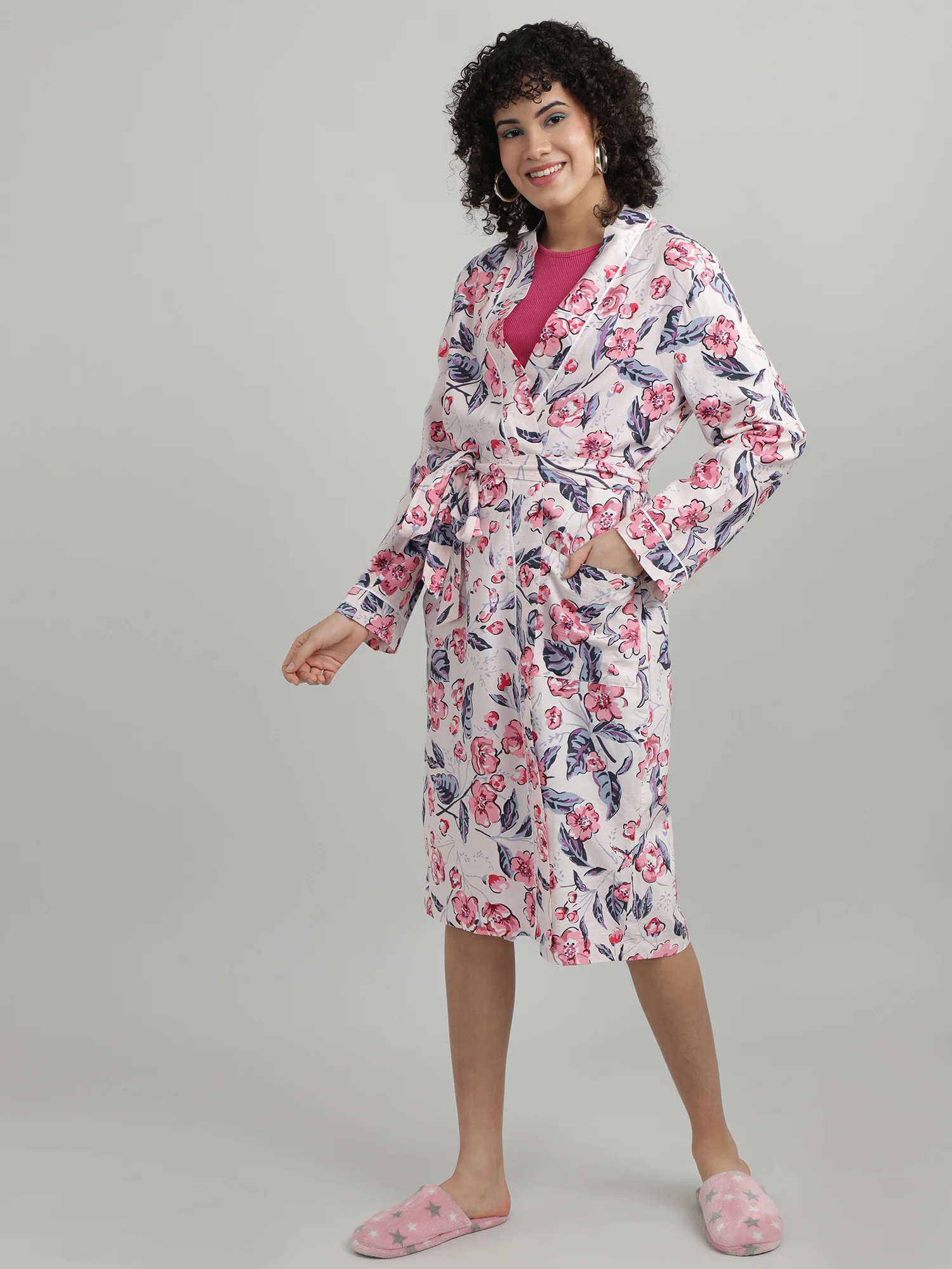 Women Floral Print Sleepwear Robe - Image 2