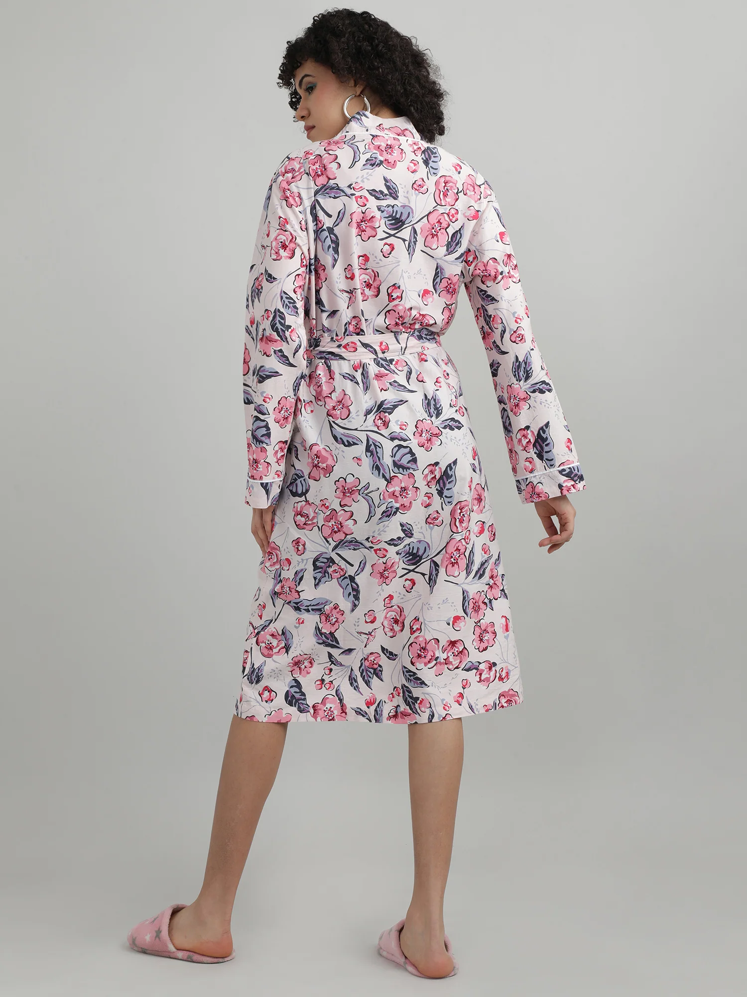 Women Floral Print Sleepwear Robe - Image 3