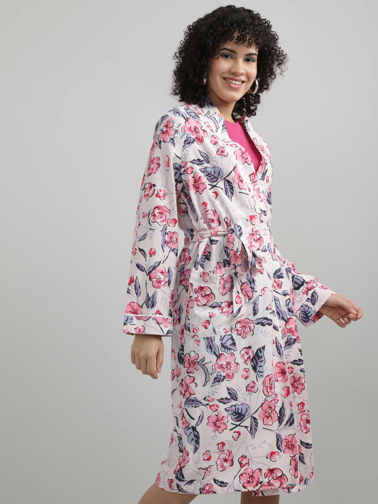 Women Floral Print Sleepwear Robe - Image 6