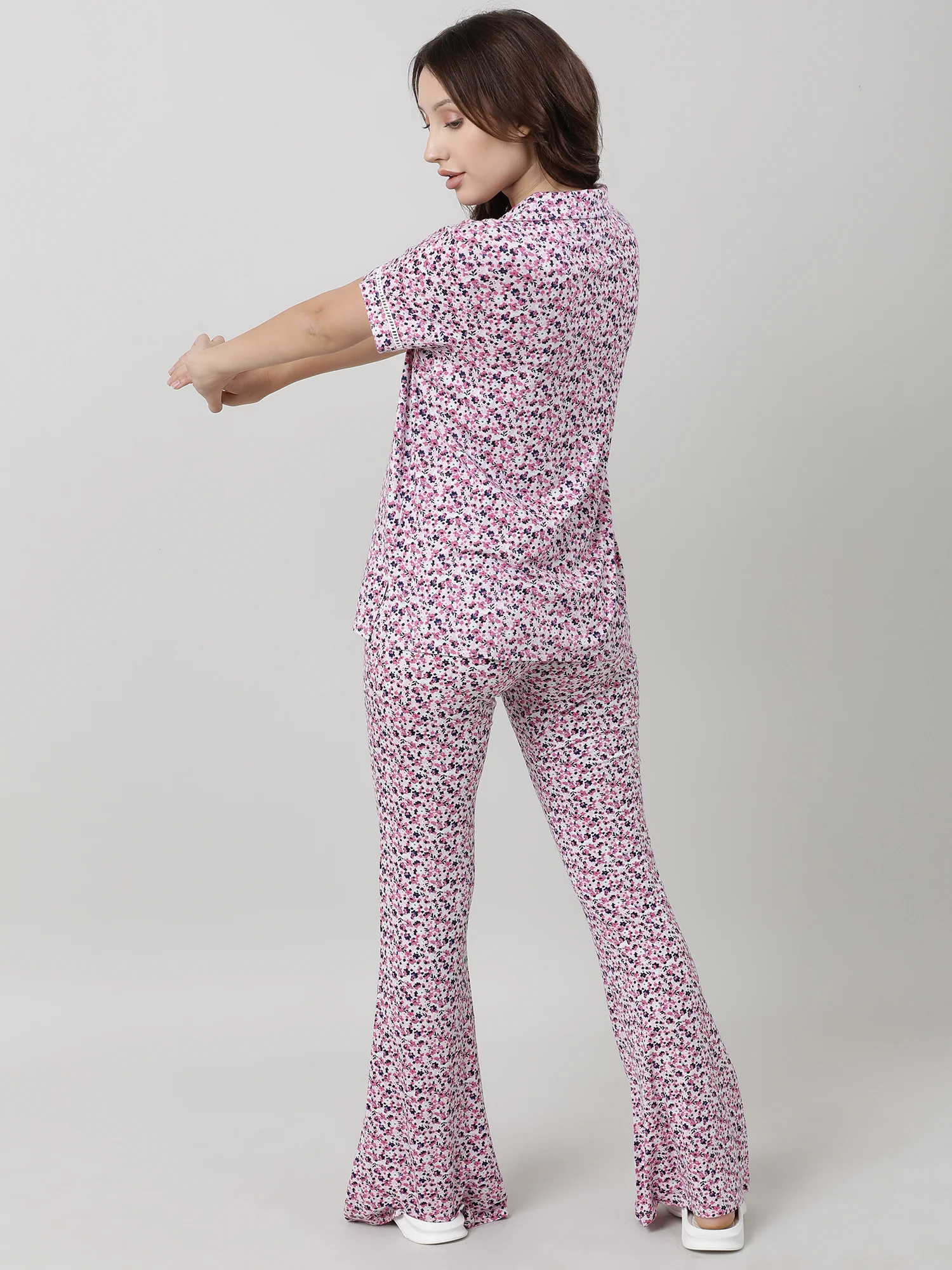 Women Floral Short Sleeves Shirt - Image 6