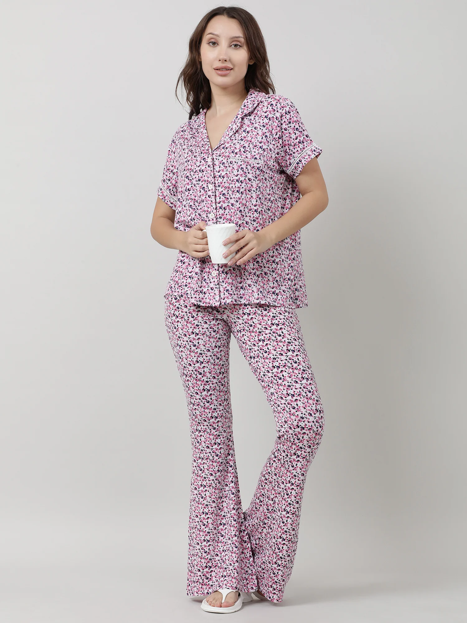Women Floral Short Sleeves Shirt - Image 7