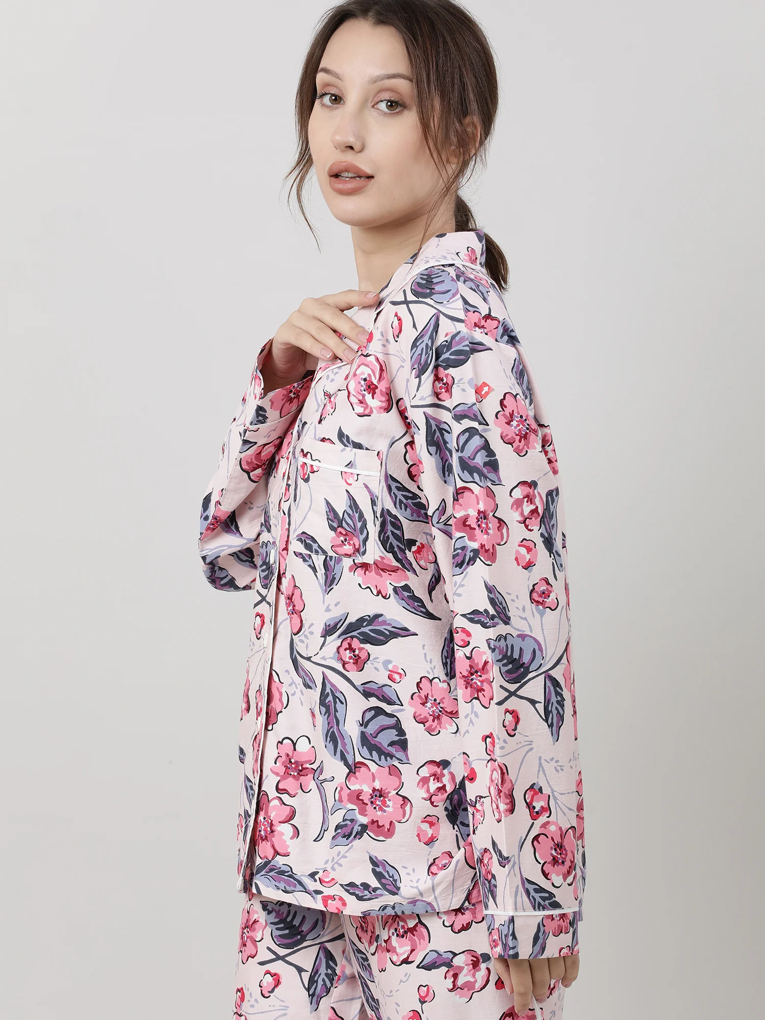 Women Floral Sleepwear Comfort Fit Shirt - Image 3