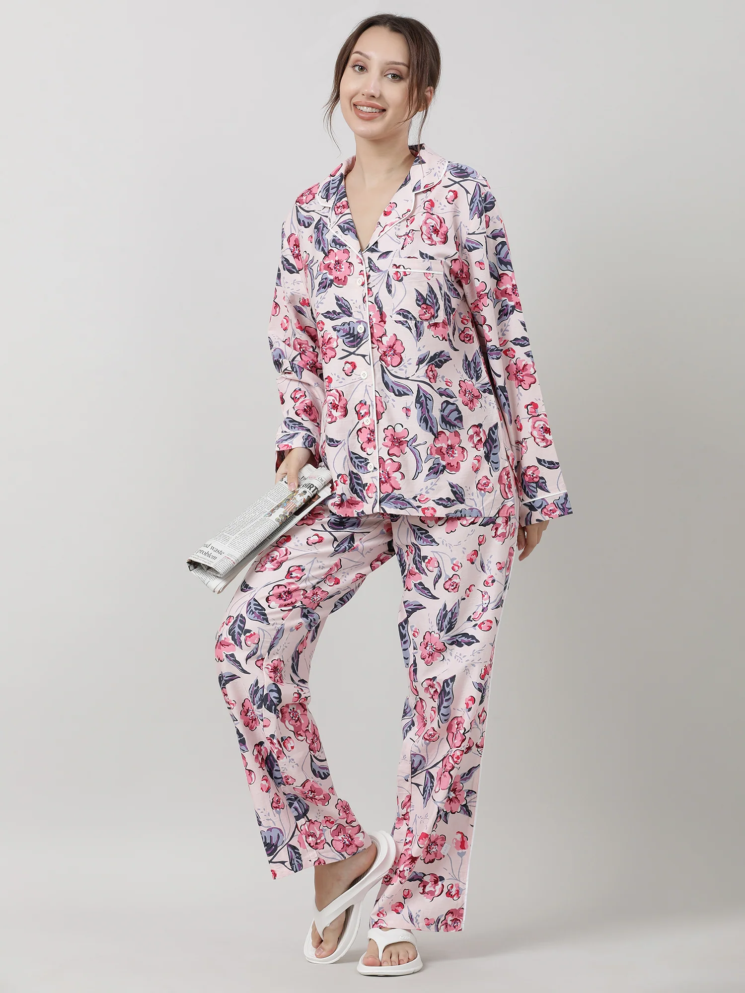 Women Floral Sleepwear Comfort Fit Shirt - Image 7