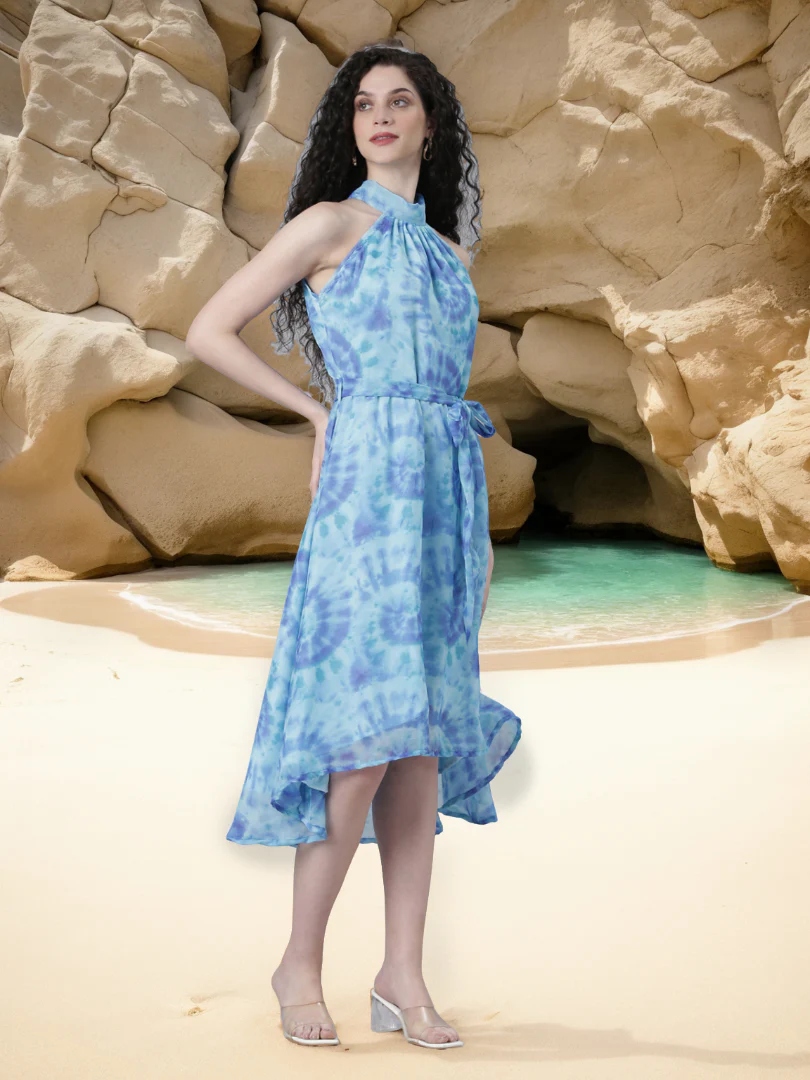Women Floral Woven Maxi Chiffon Dress - Image 3