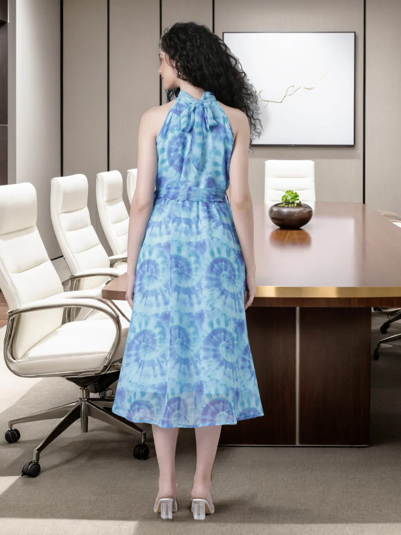 Women Floral Woven Maxi Chiffon Dress - Image 5