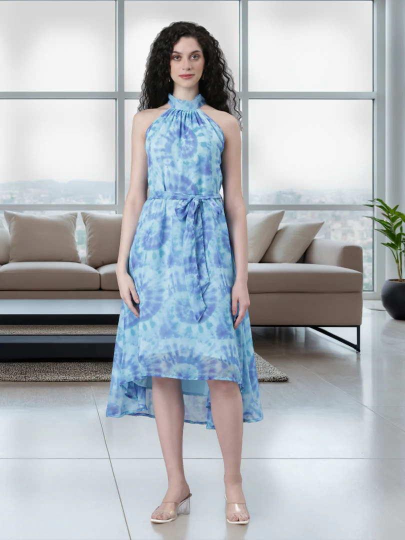 Women Floral Woven Maxi Chiffon Dress - Image 6
