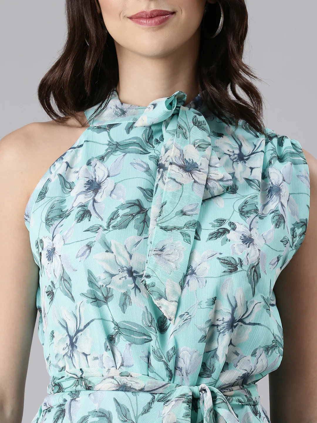 Women Floral Woven Midi Chiffon Dress - Image 4