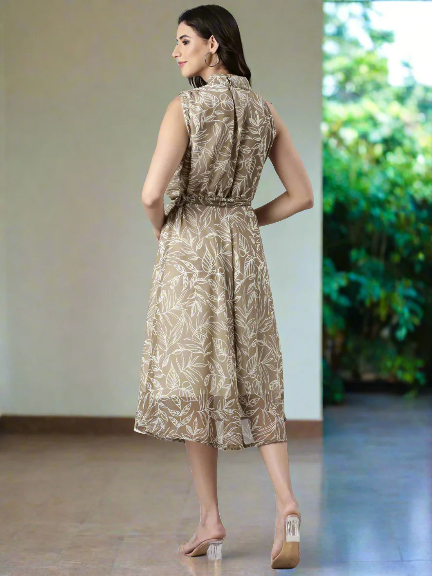 Women Floral Woven Midi Chiffon Dress - Image 4