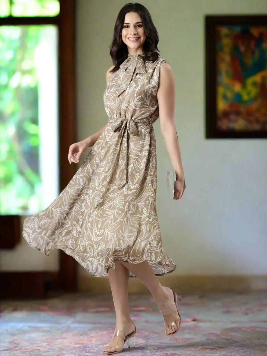 Women Floral Woven Midi Chiffon Dress - Image 6