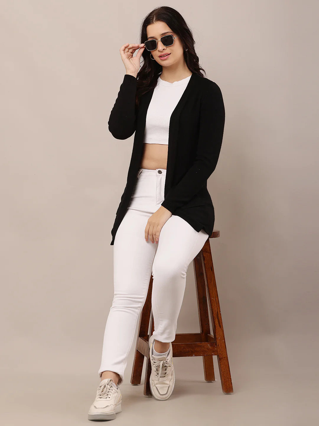 Women Front Open Black Shrug - Image 2