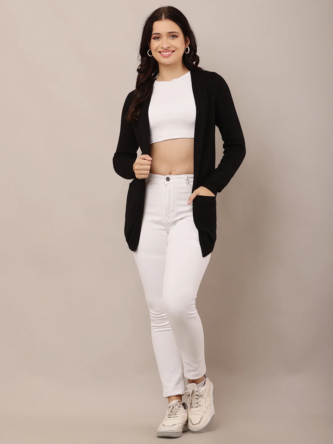 Women Front Open Black Shrug - Image 3