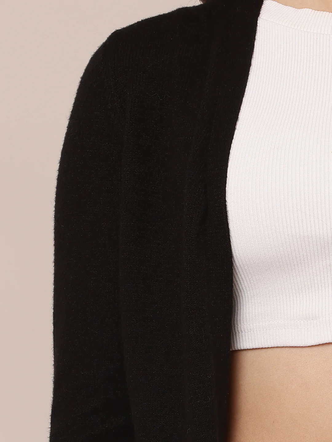 Women Front Open Black Shrug - Image 5