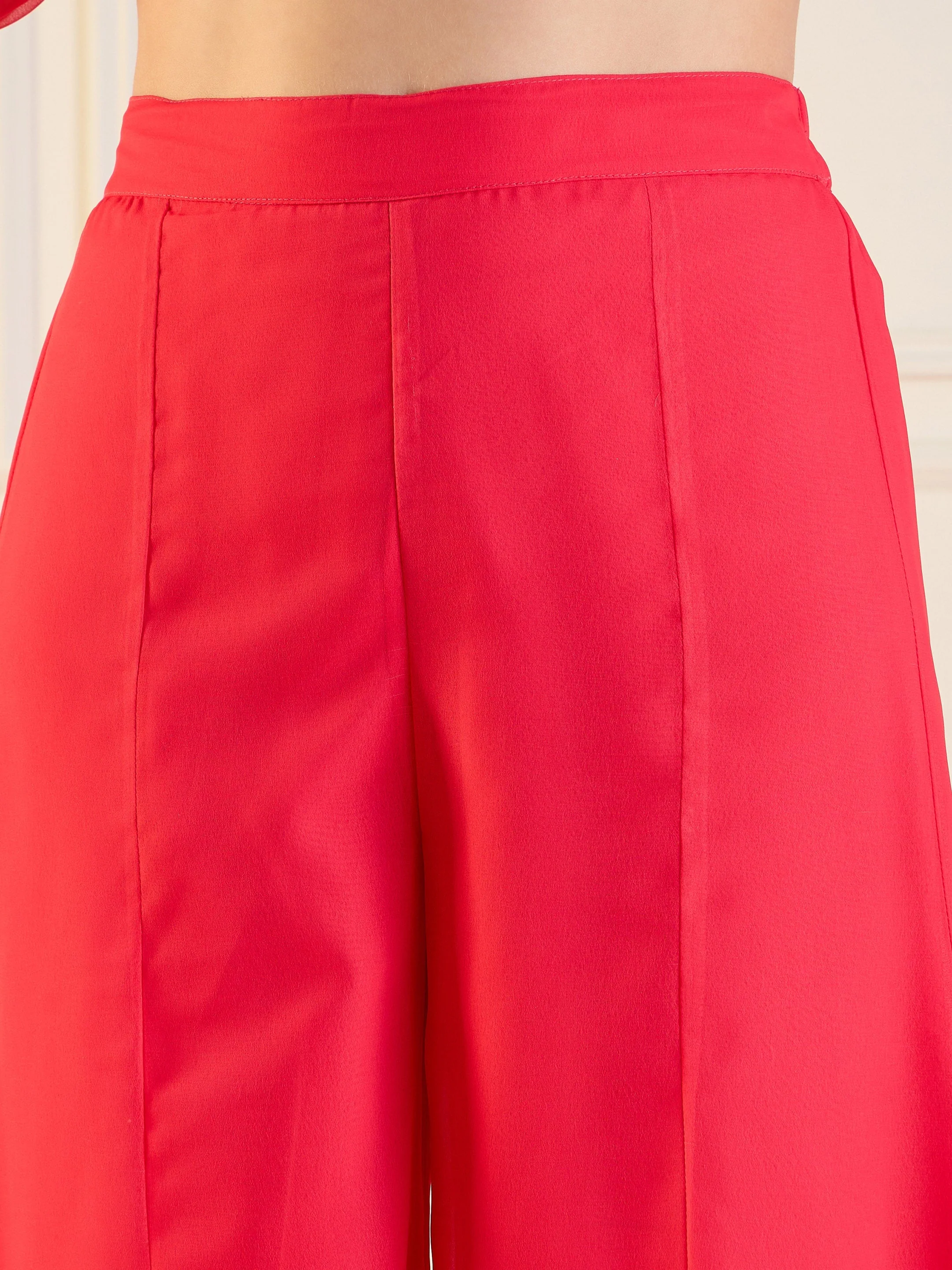 Women Fuchsia Floral Peplum Top With Flared Pants - Image 5