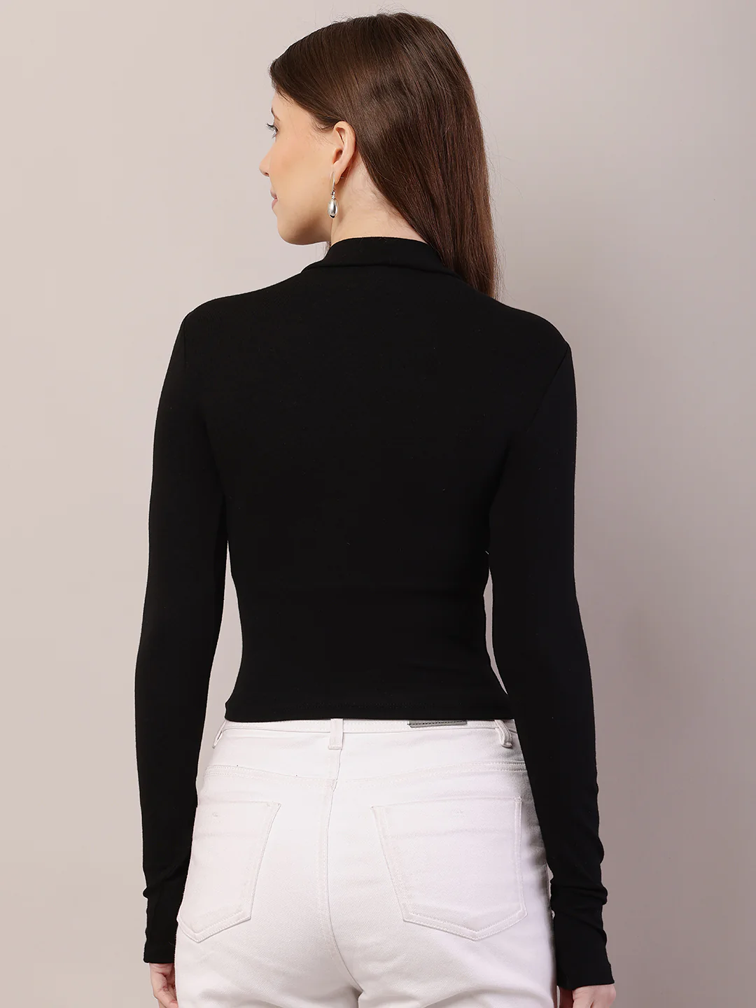 Women Full Sleeve Black Sweater - Image 4