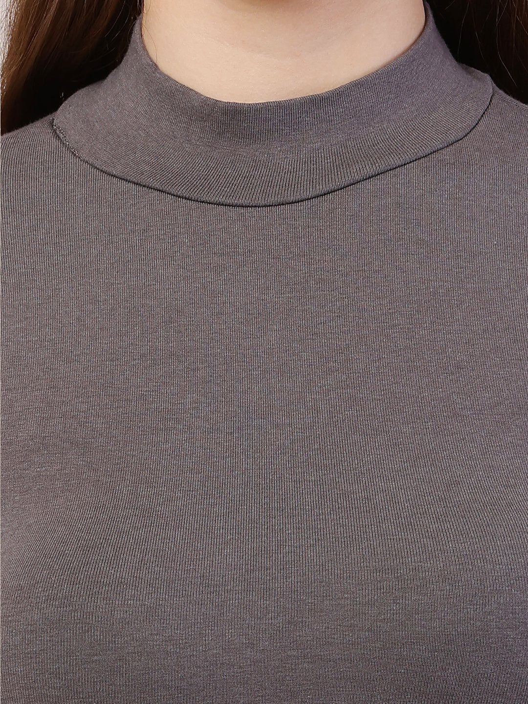 Women Full Sleeve Grey Sweater - Image 5