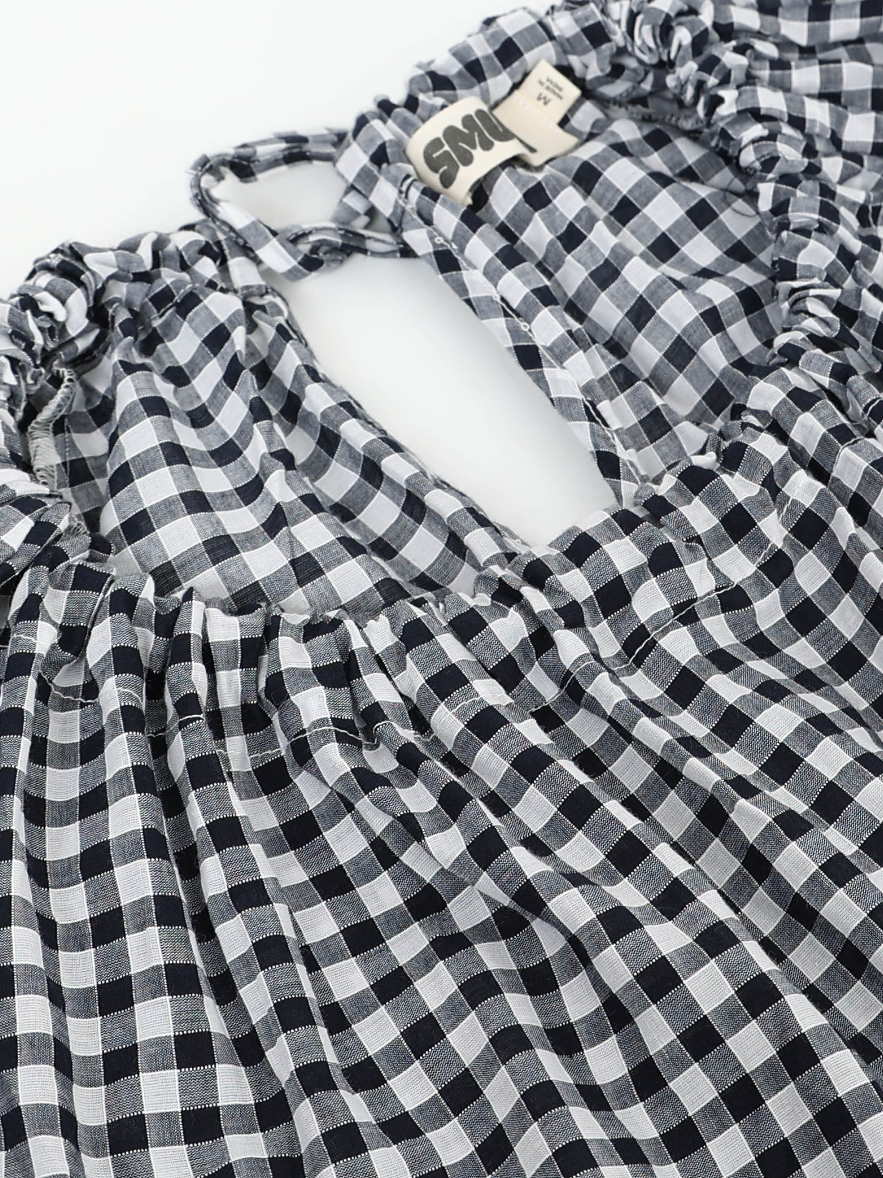 Women Gingham Check Tier Dress - Image 7