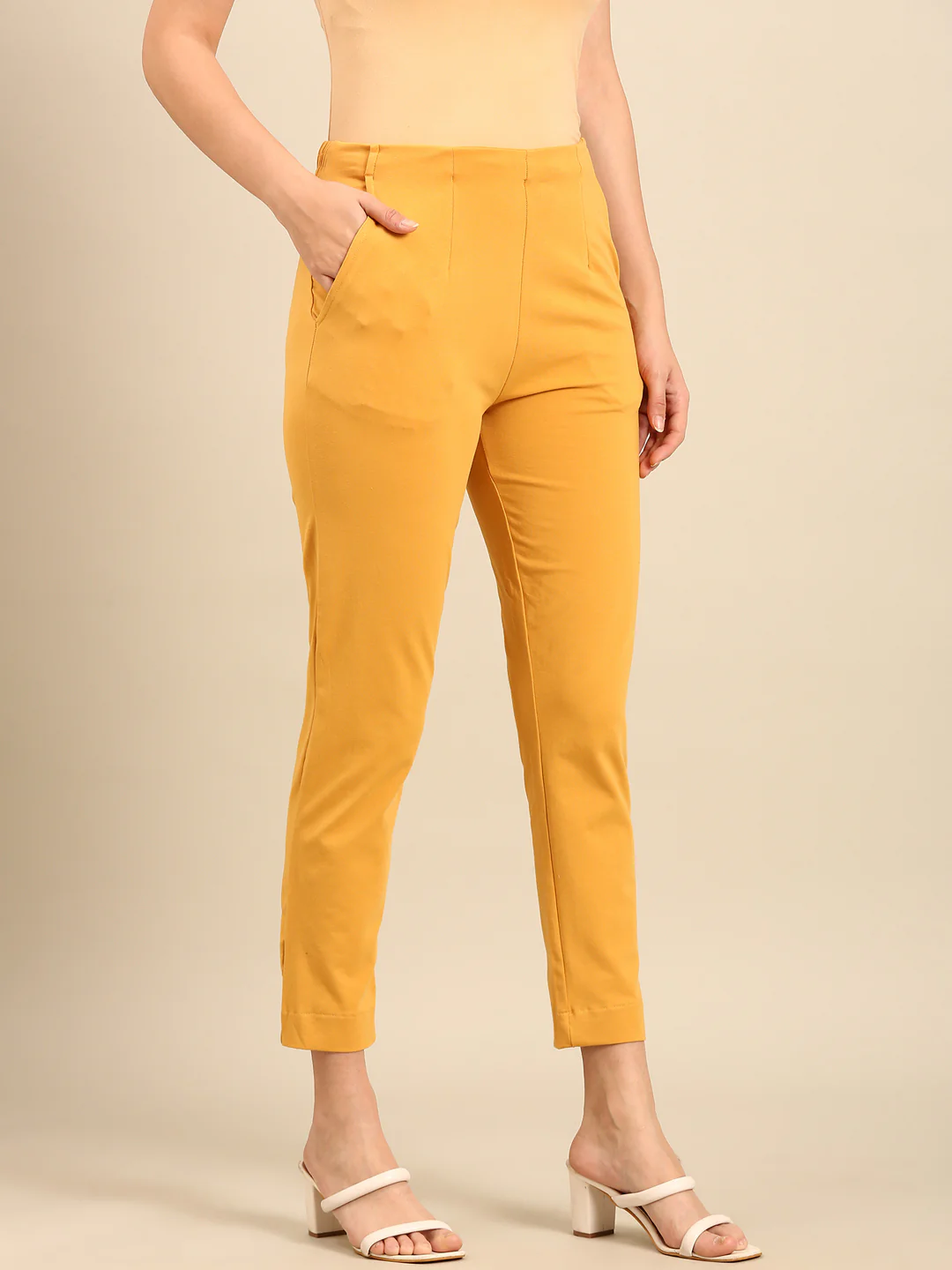 Women Gold Casual Pants - Image 3