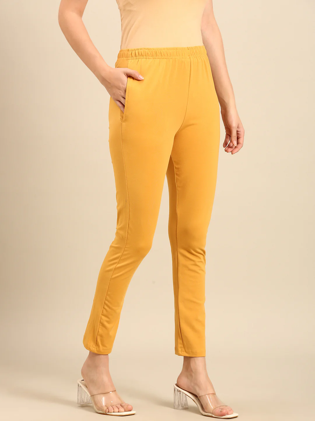 Women Gold Casual Pants - Image 3