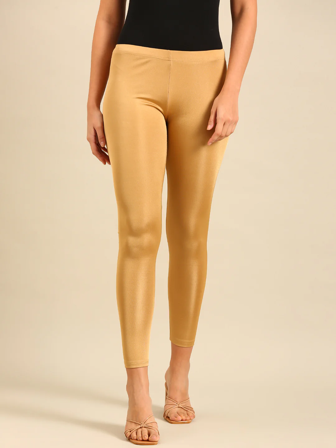 Women Gold Festive Leggings - Image 3