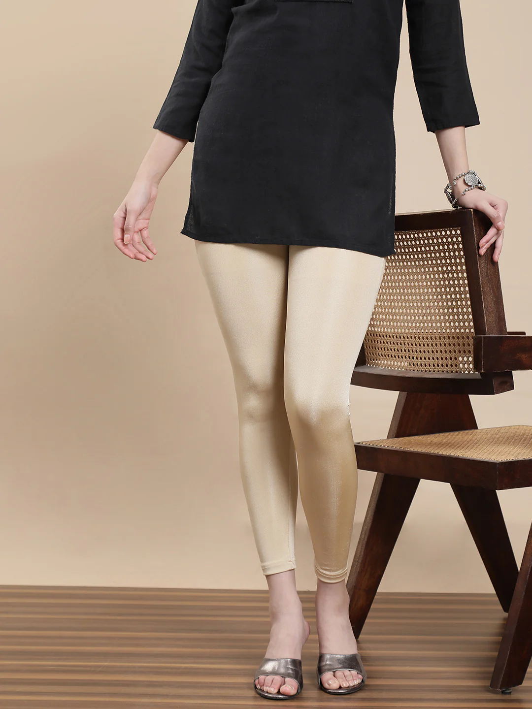 Women Gold Festive Pants - Image 3