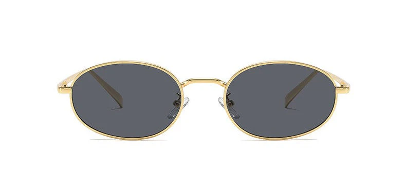 Women Gold Grey Round Sunglasses