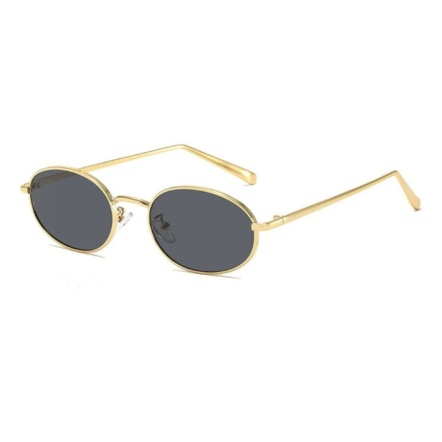 Women Gold Grey Round Sunglasses - Image 2