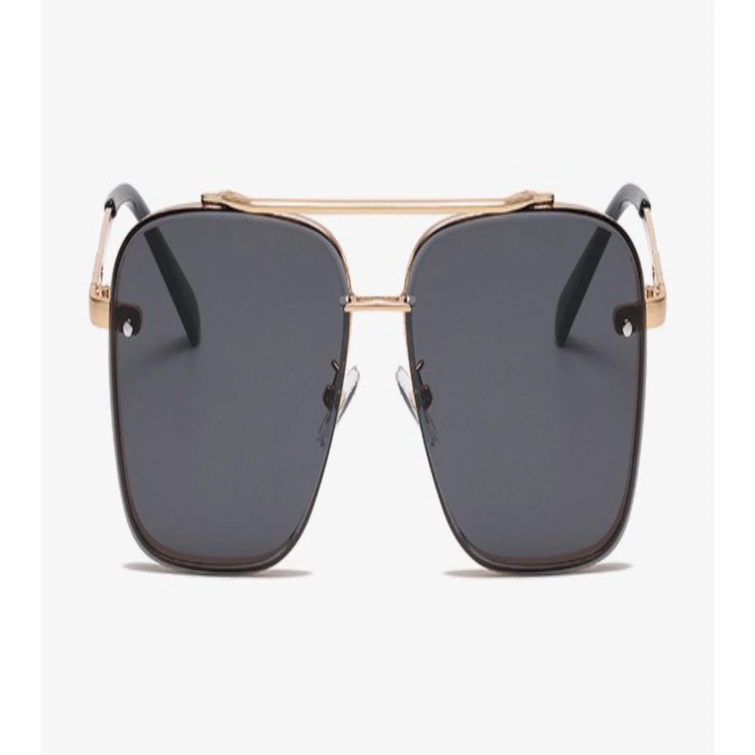 Women Gold Square Black Sunglasses