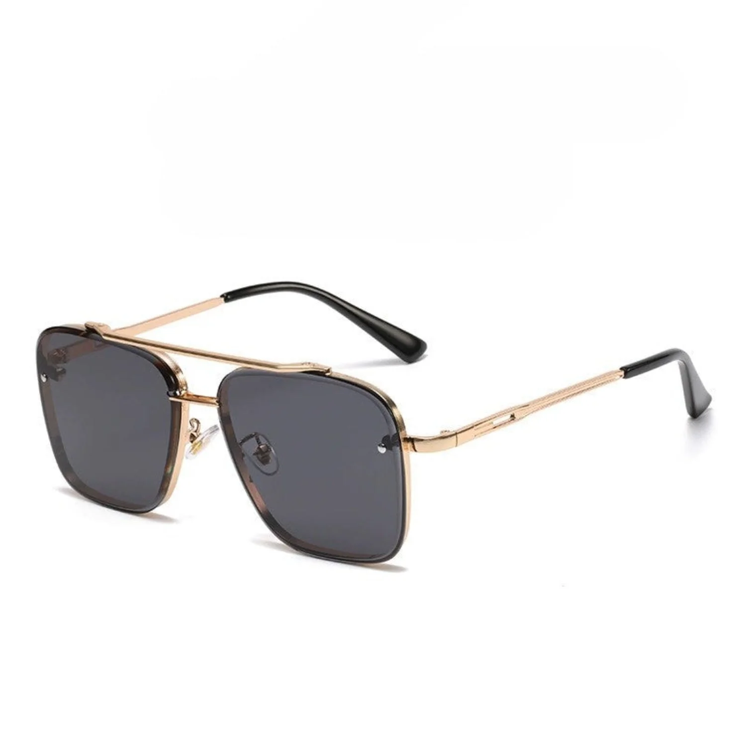 Women Gold Square Black Sunglasses - Image 2