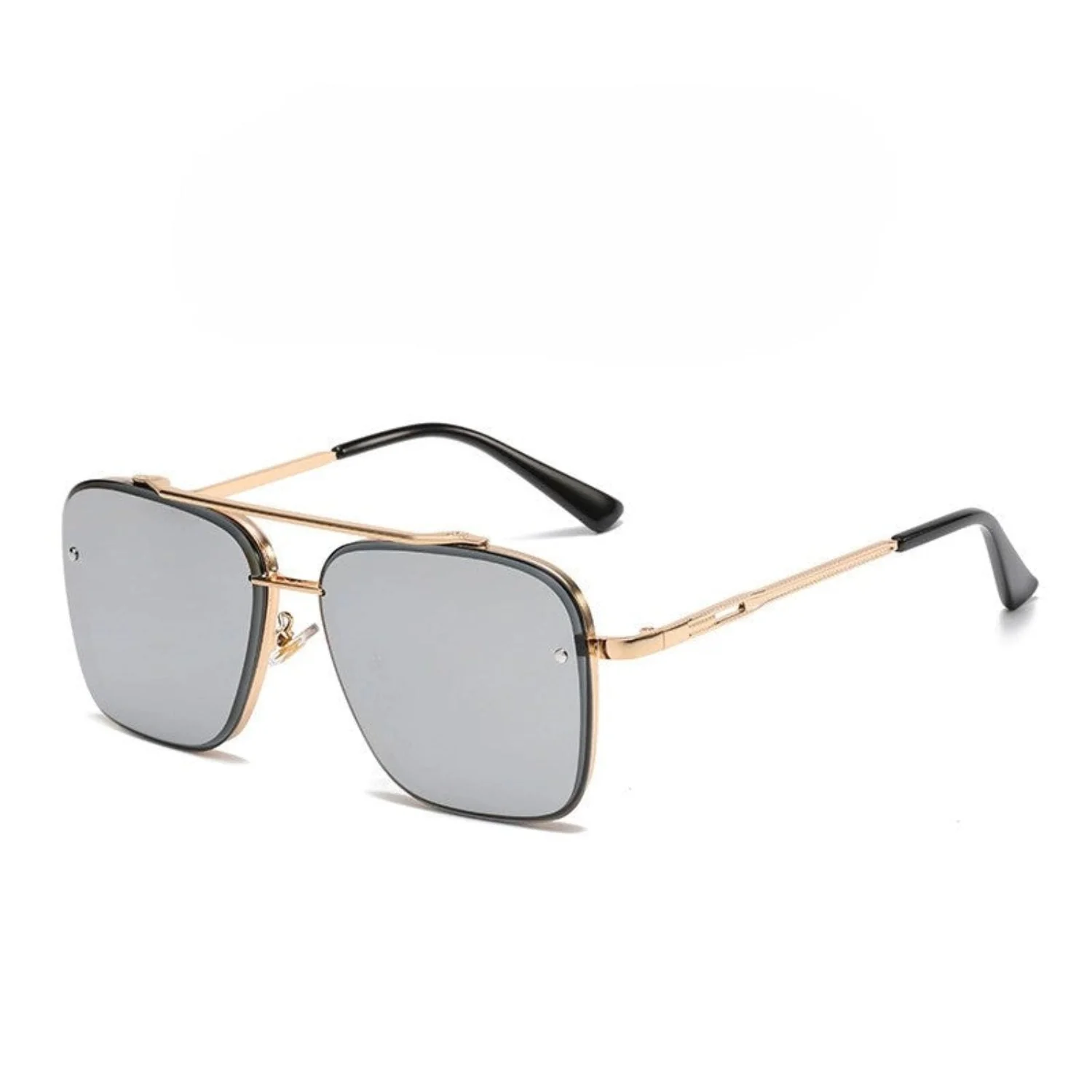 Women Gold Square Grey Sunglasses - Image 2