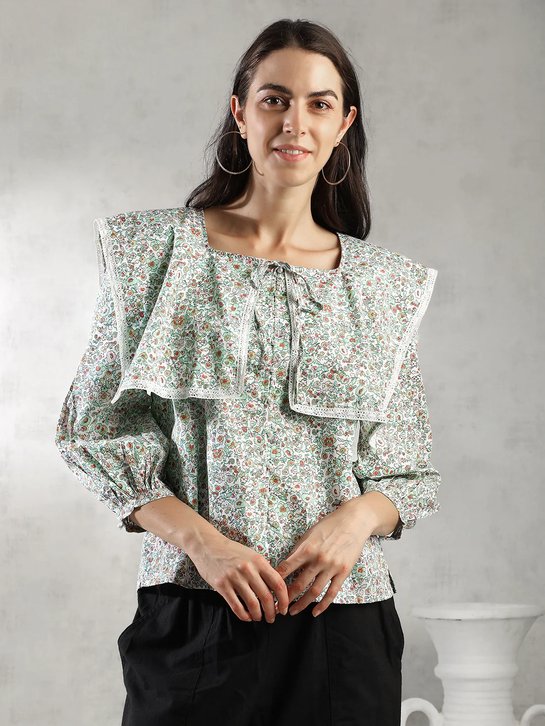 Women Green Printed A-Line Tops - Image 4