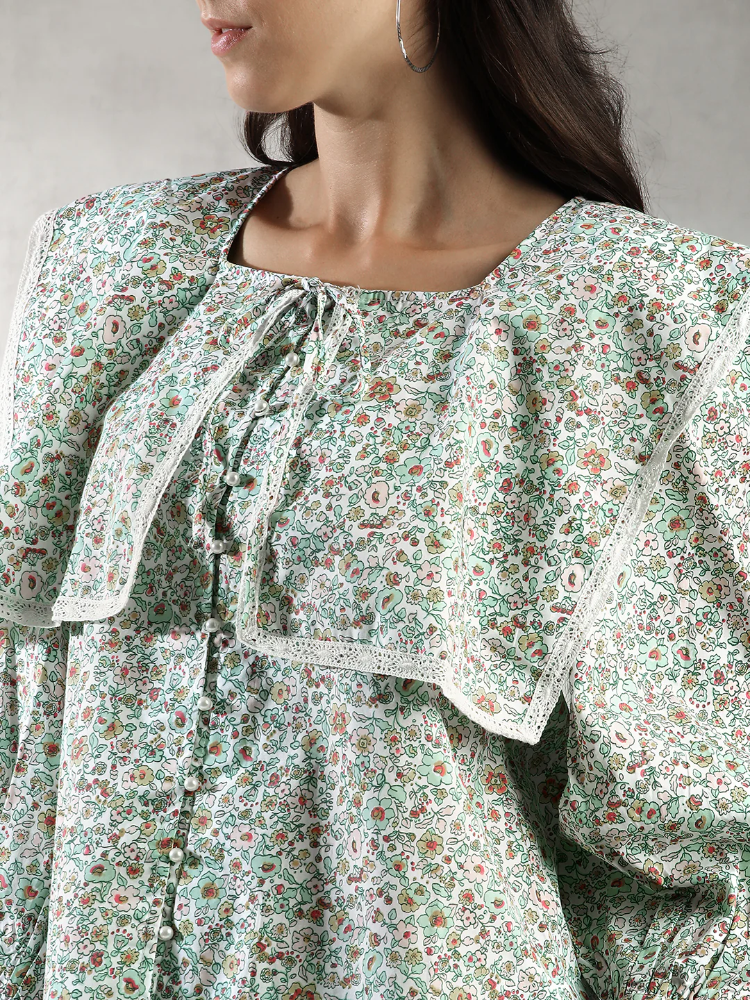 Women Green Printed A-Line Tops - Image 5
