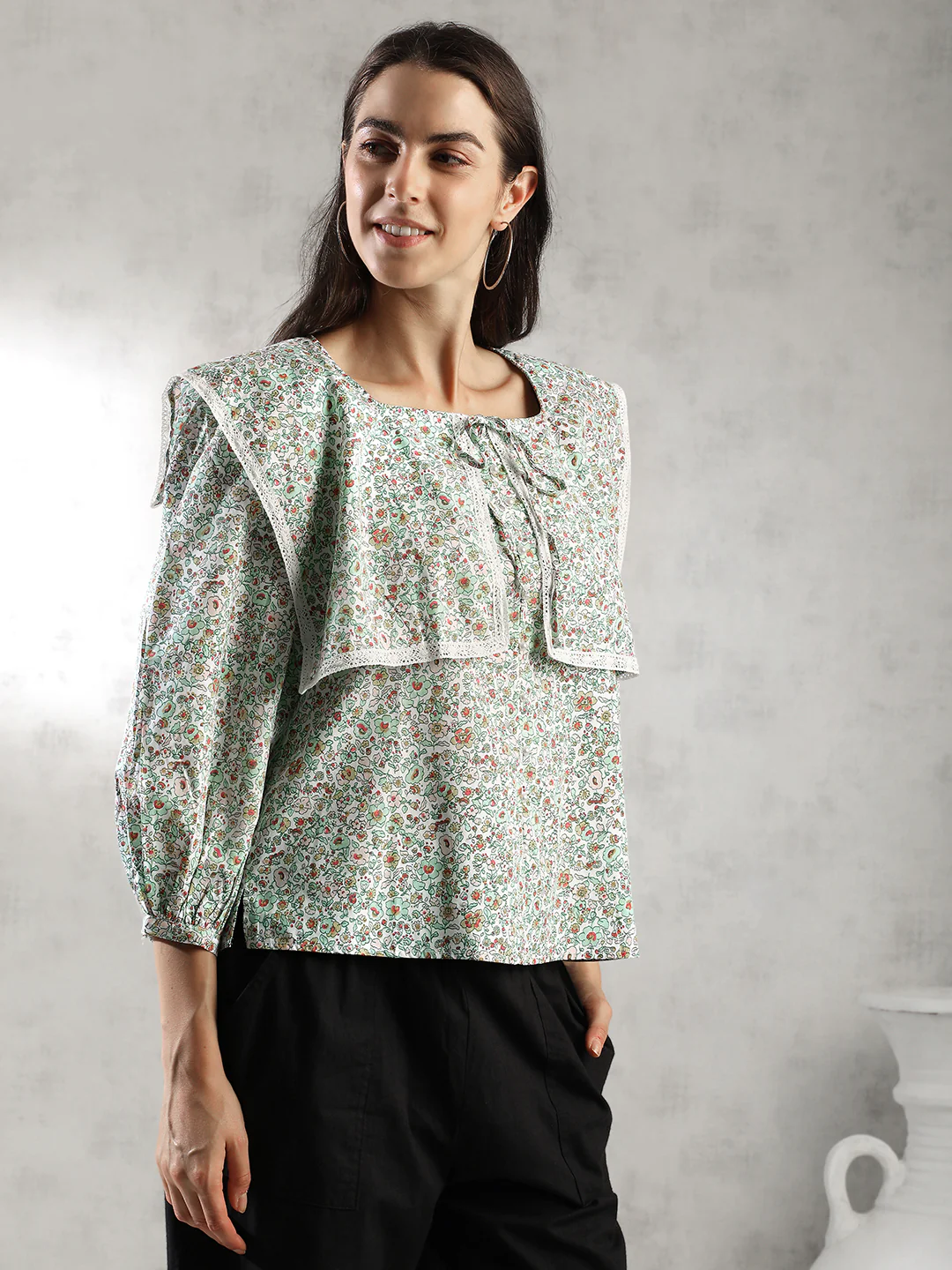 Women Green Printed A-Line Tops - Image 6
