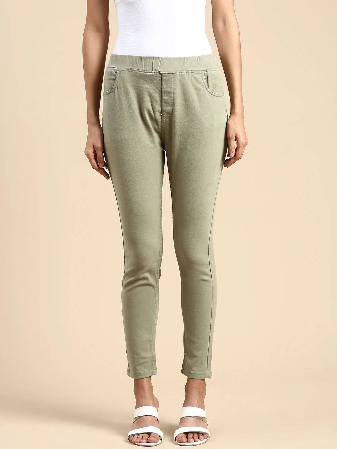 Women Green Casual Legging - Image 2