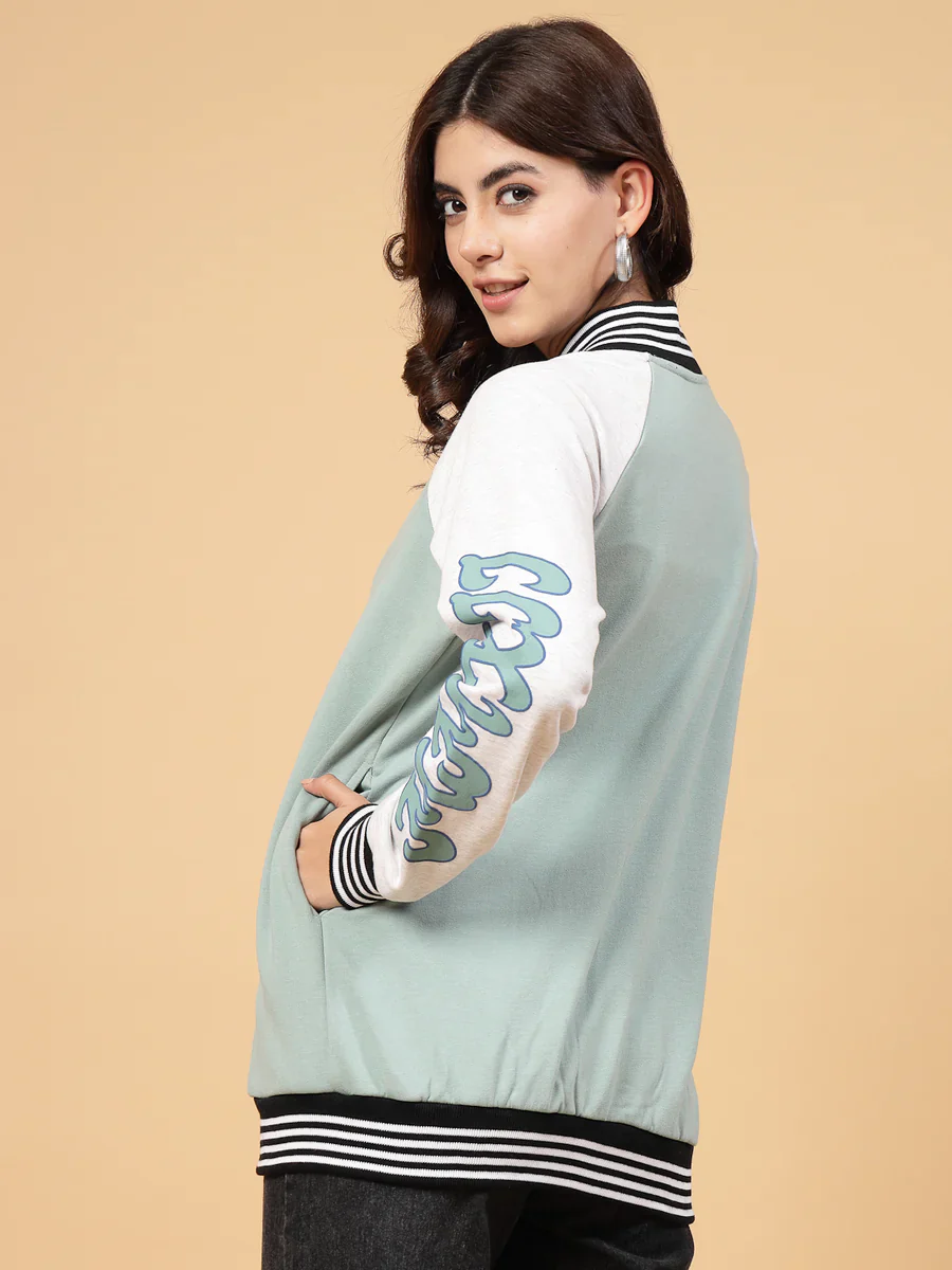 Women Green Colourblock Sweatshirt - Image 2