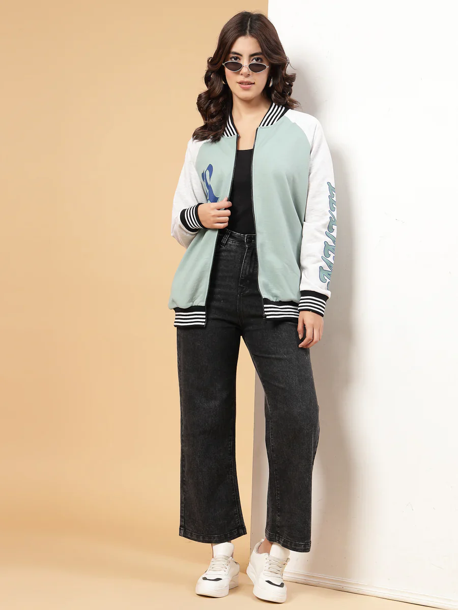 Women Green Colourblock Sweatshirt - Image 3