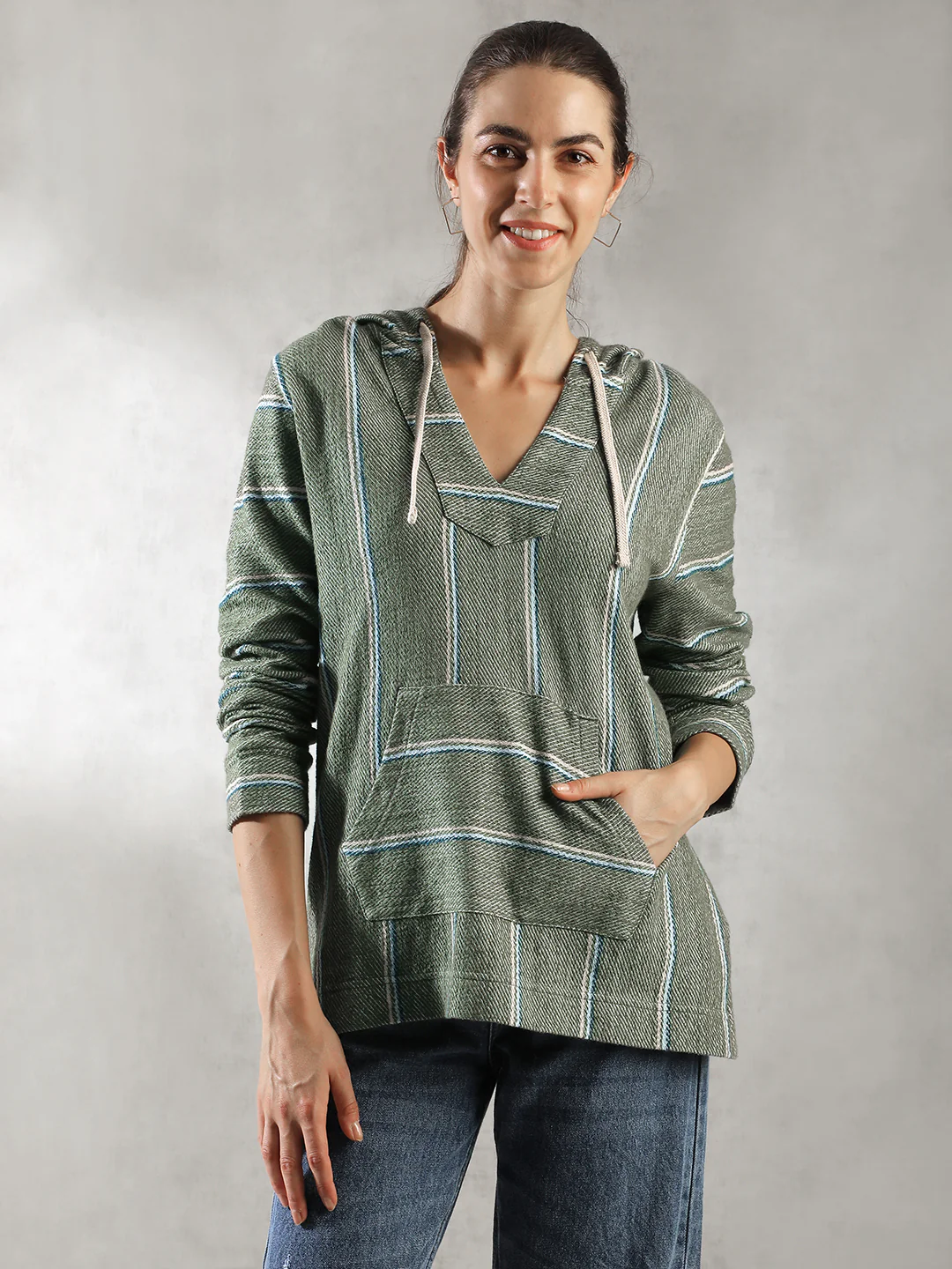 Women Green Oversize Hoodie - Image 2