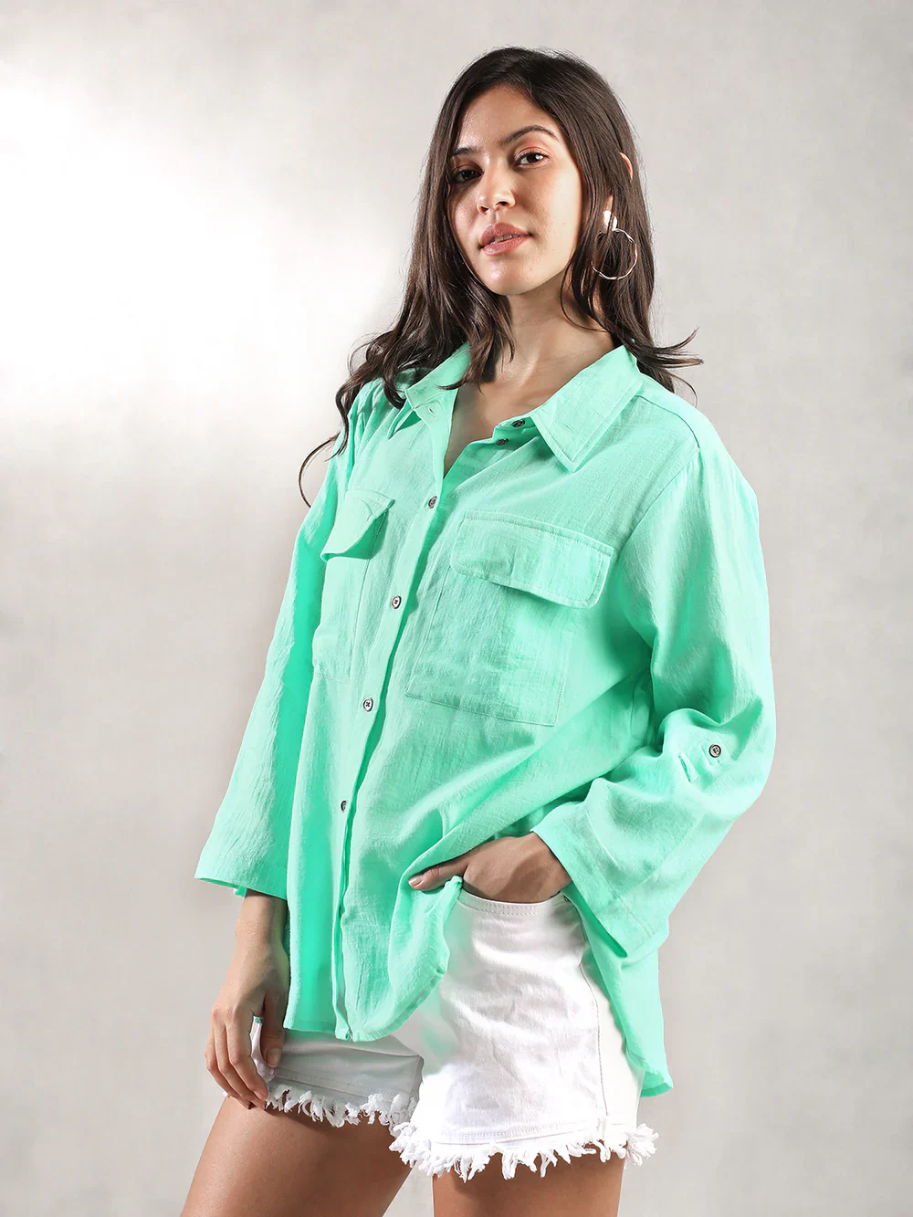 Women Green Casual Shirt - Image 8
