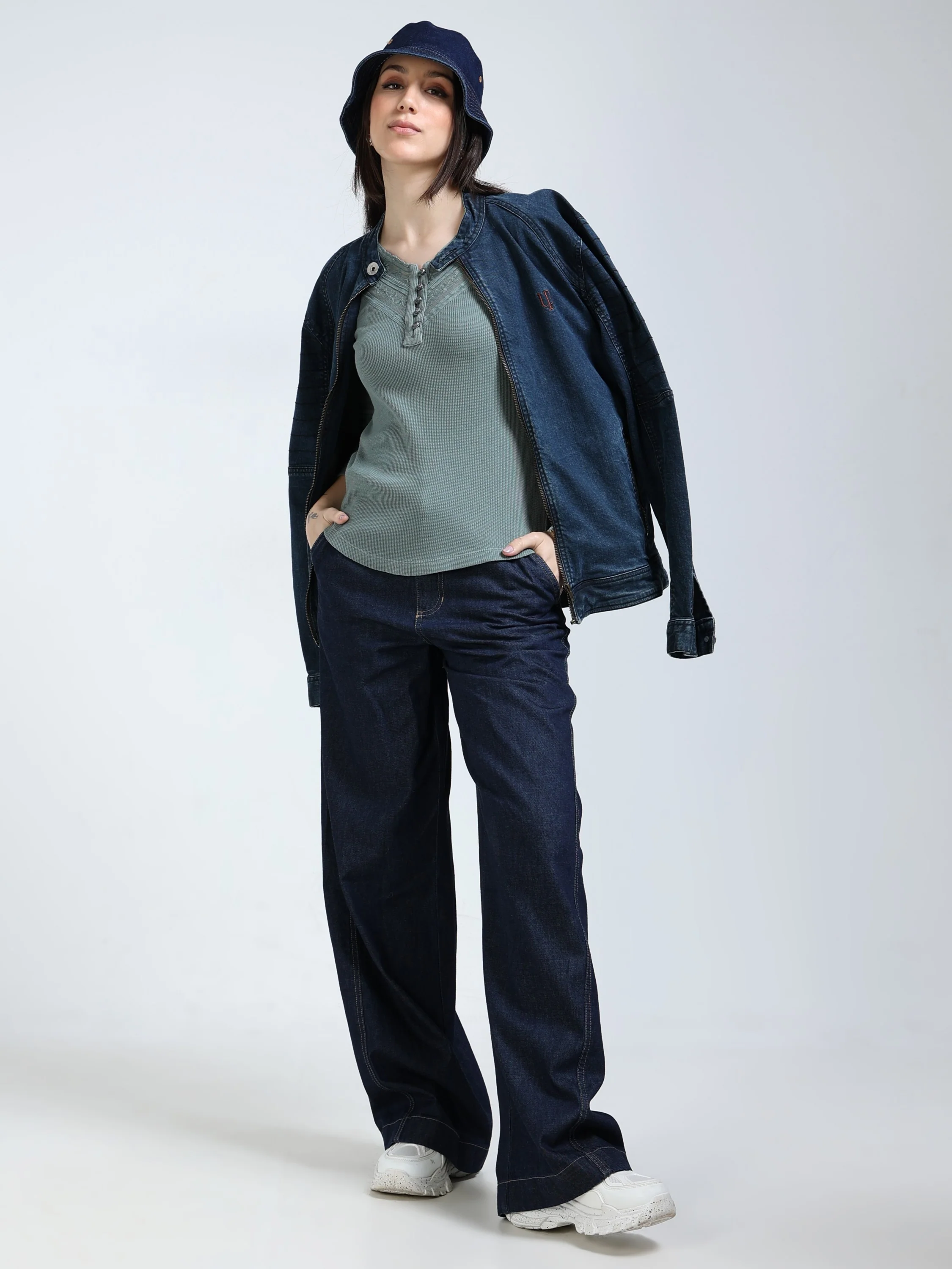 Women Green Washed Work Top - Image 2